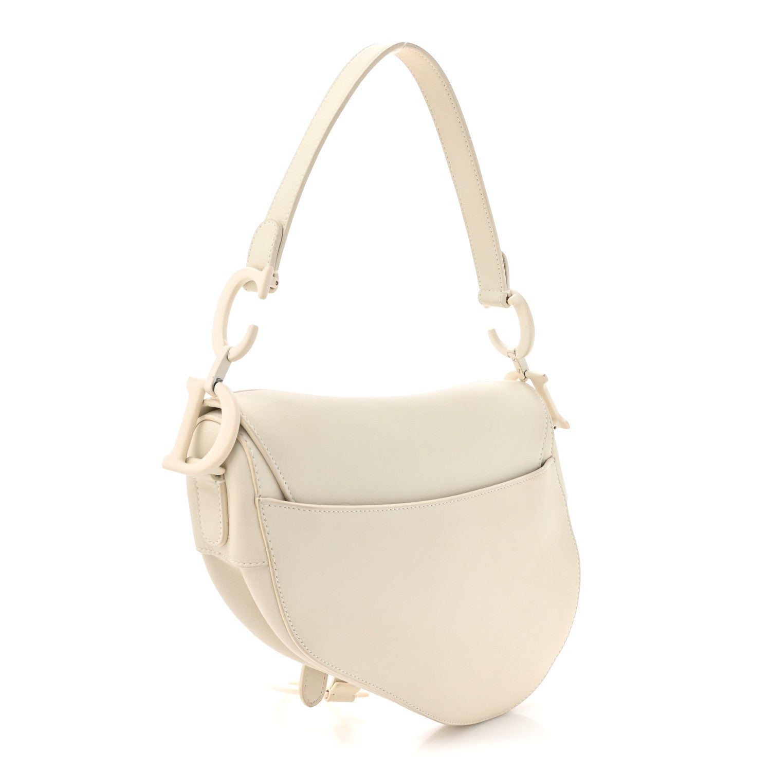 Ultra Matte Calfskin Saddle Bag Off White