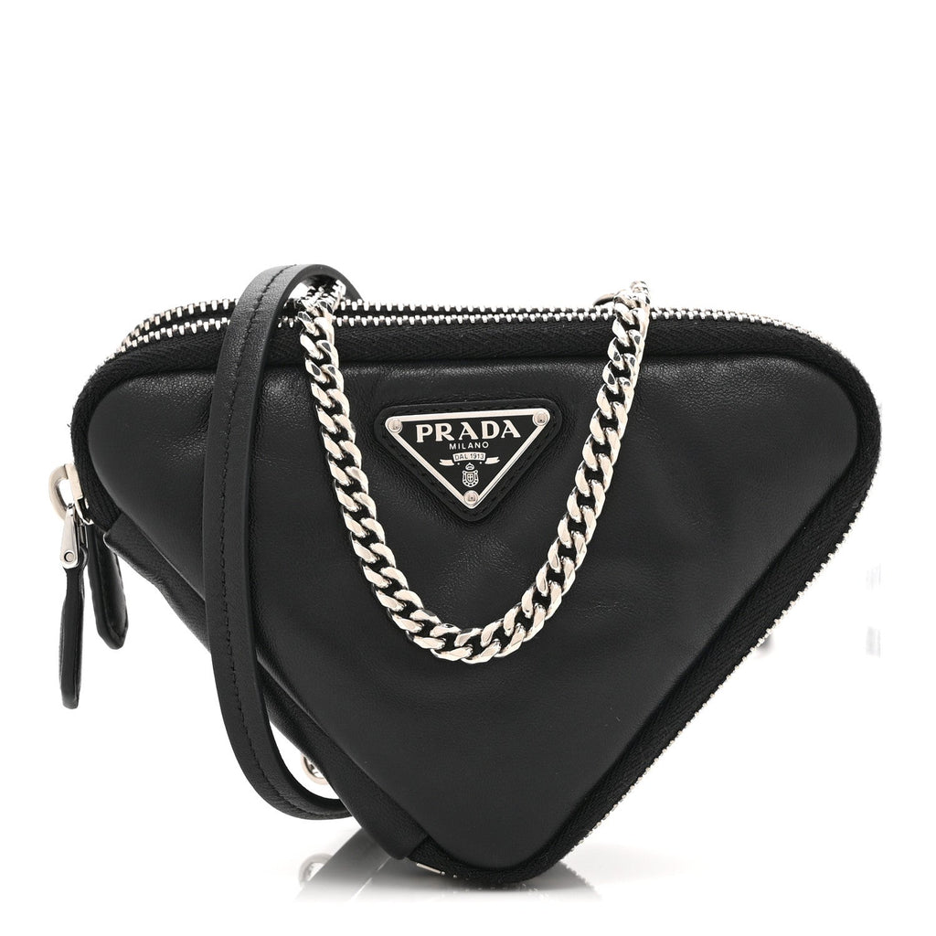 Nappa Soft Padded Mini Triangle Crossbody Pouch Black