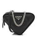 Nappa Soft Padded Mini Triangle Crossbody Pouch Black