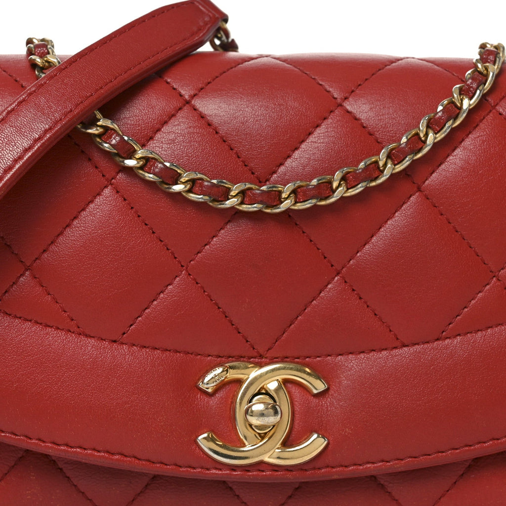 Lambskin Quilted Small Single Flap Red
