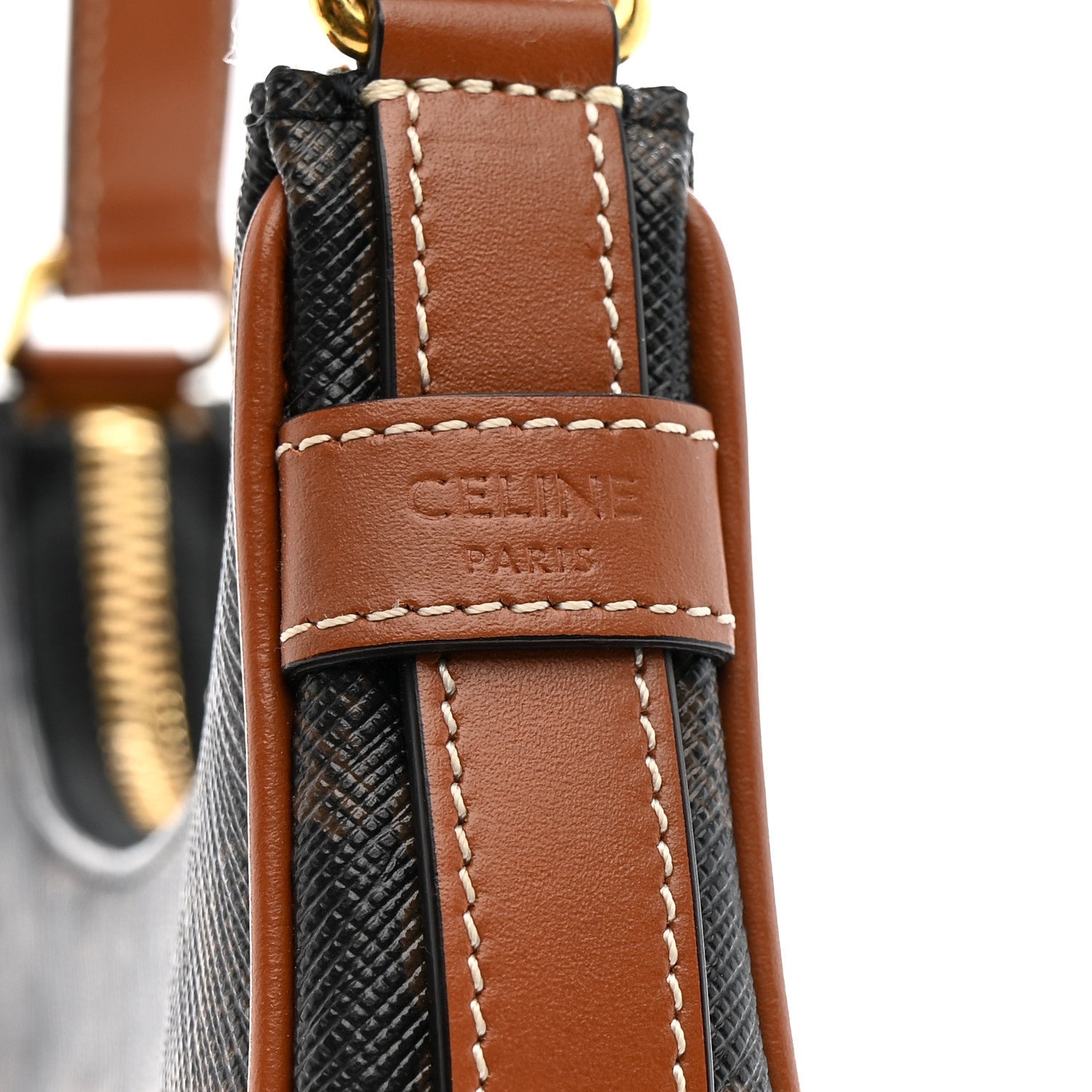 Canvas Calfskin Mini Ava Triomphe Shoulder Bag Tan