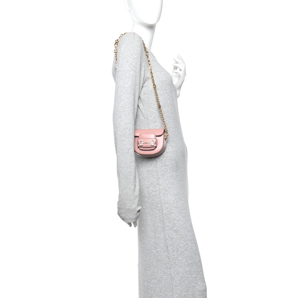 Azalea Calfskin Crystal GG Monogram Mini Horsebit 1955 Waist Bag Pink