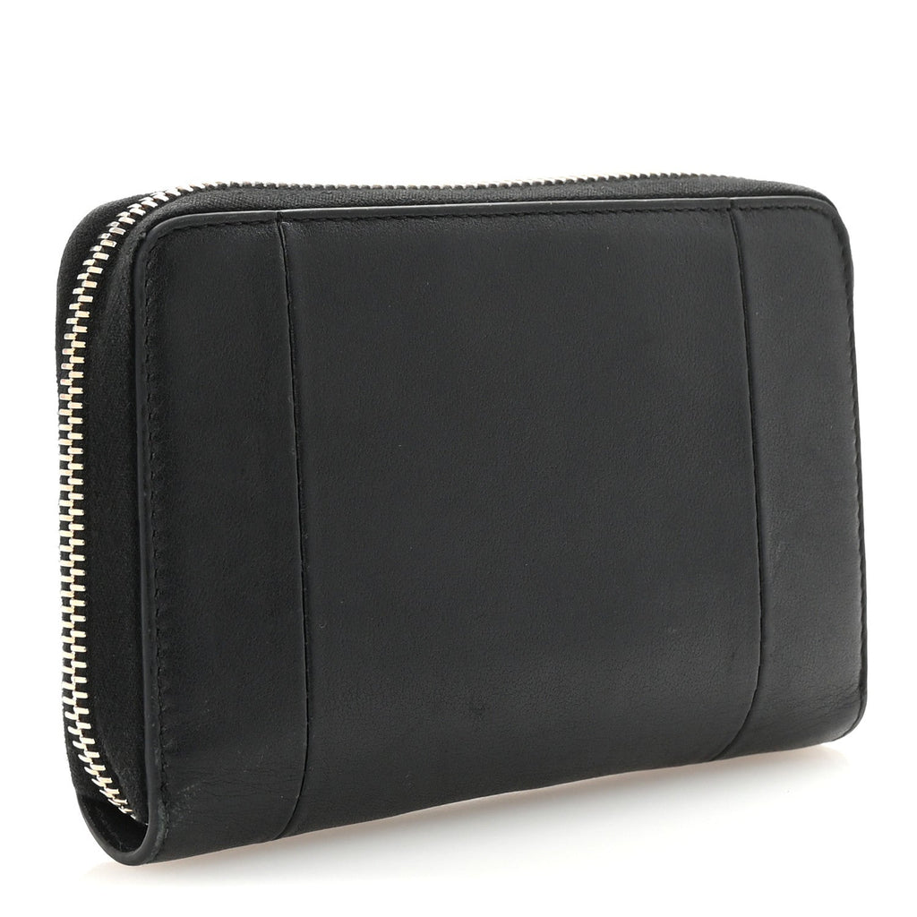 Calfskin Go Logo Zip Around Wallet Black