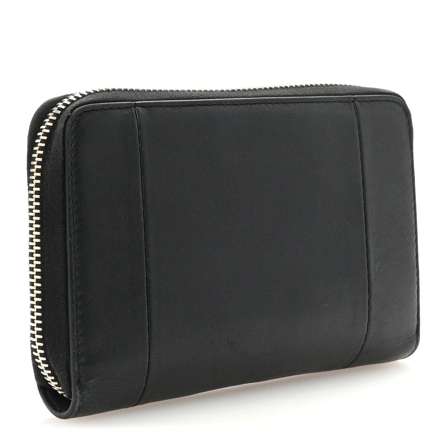 Calfskin Go Logo Zip Around Wallet Black