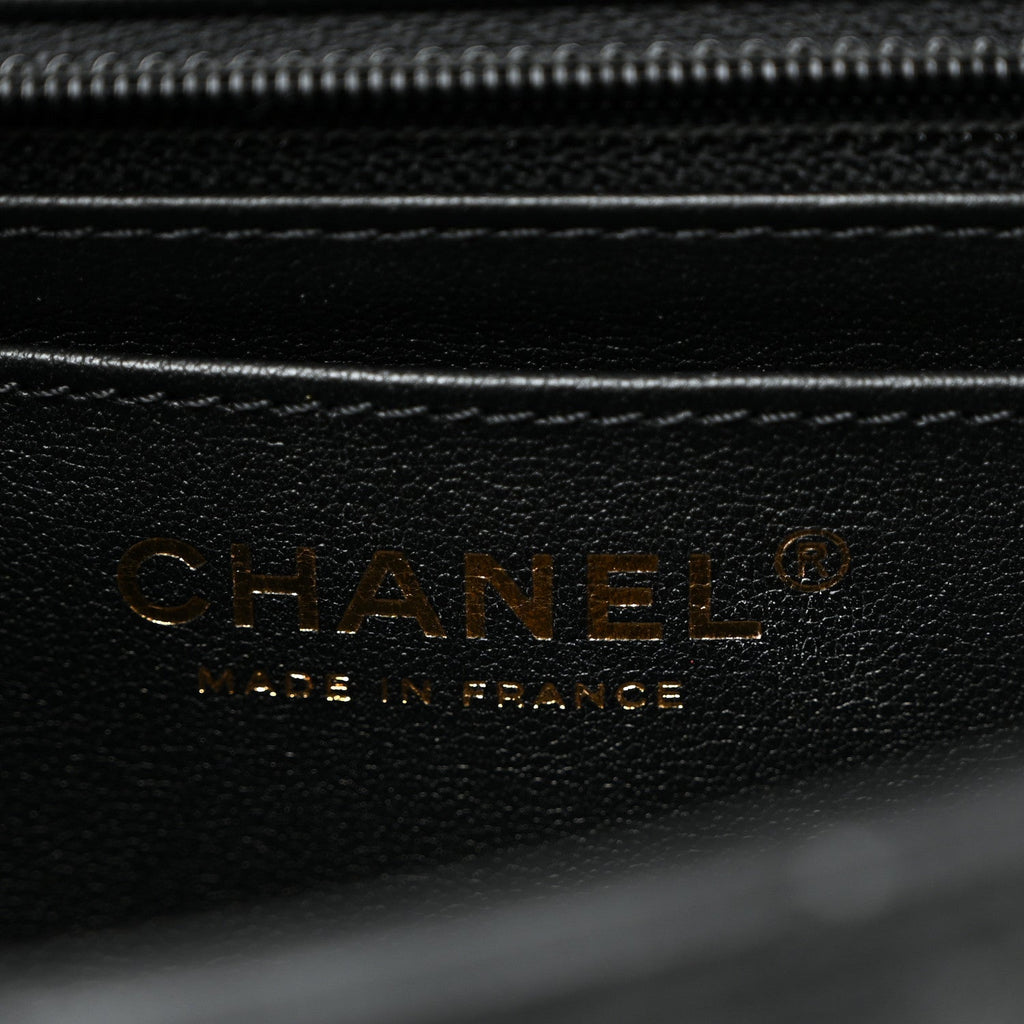 Lambskin Quilted Mini Strass On Top Flap Black