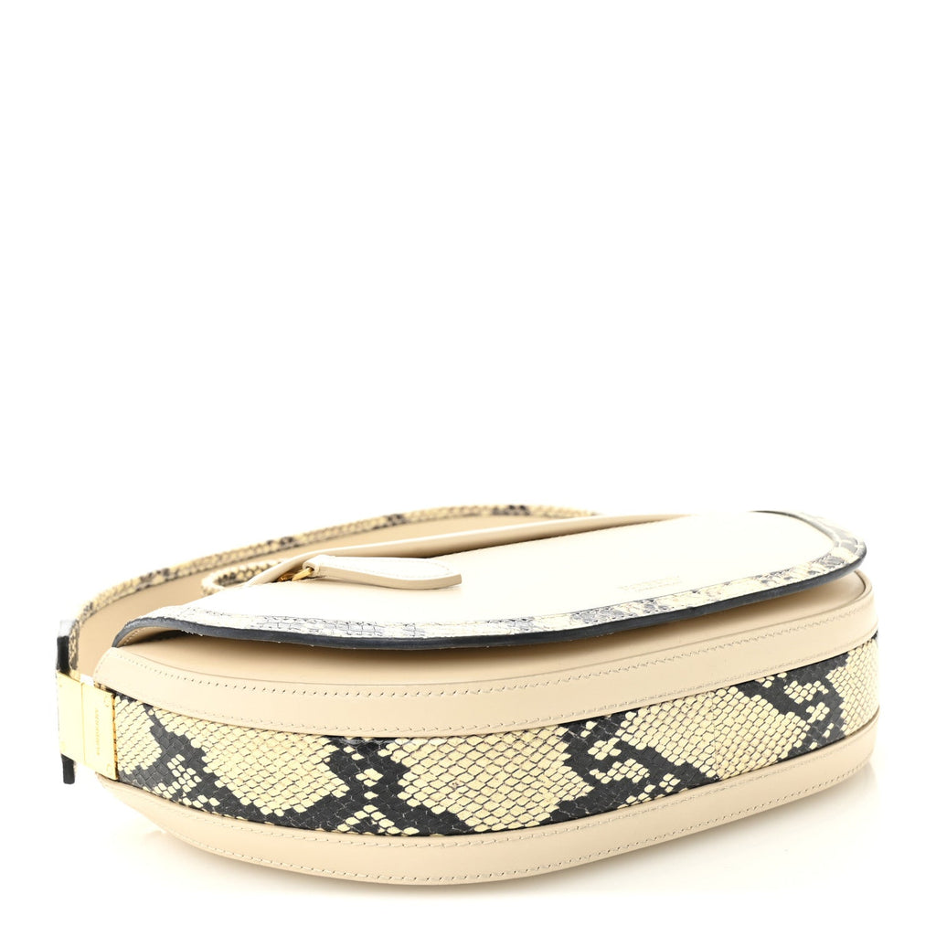 Calfskin Snakeskin Small Olympia Shoulder Bag Pale Biscuit