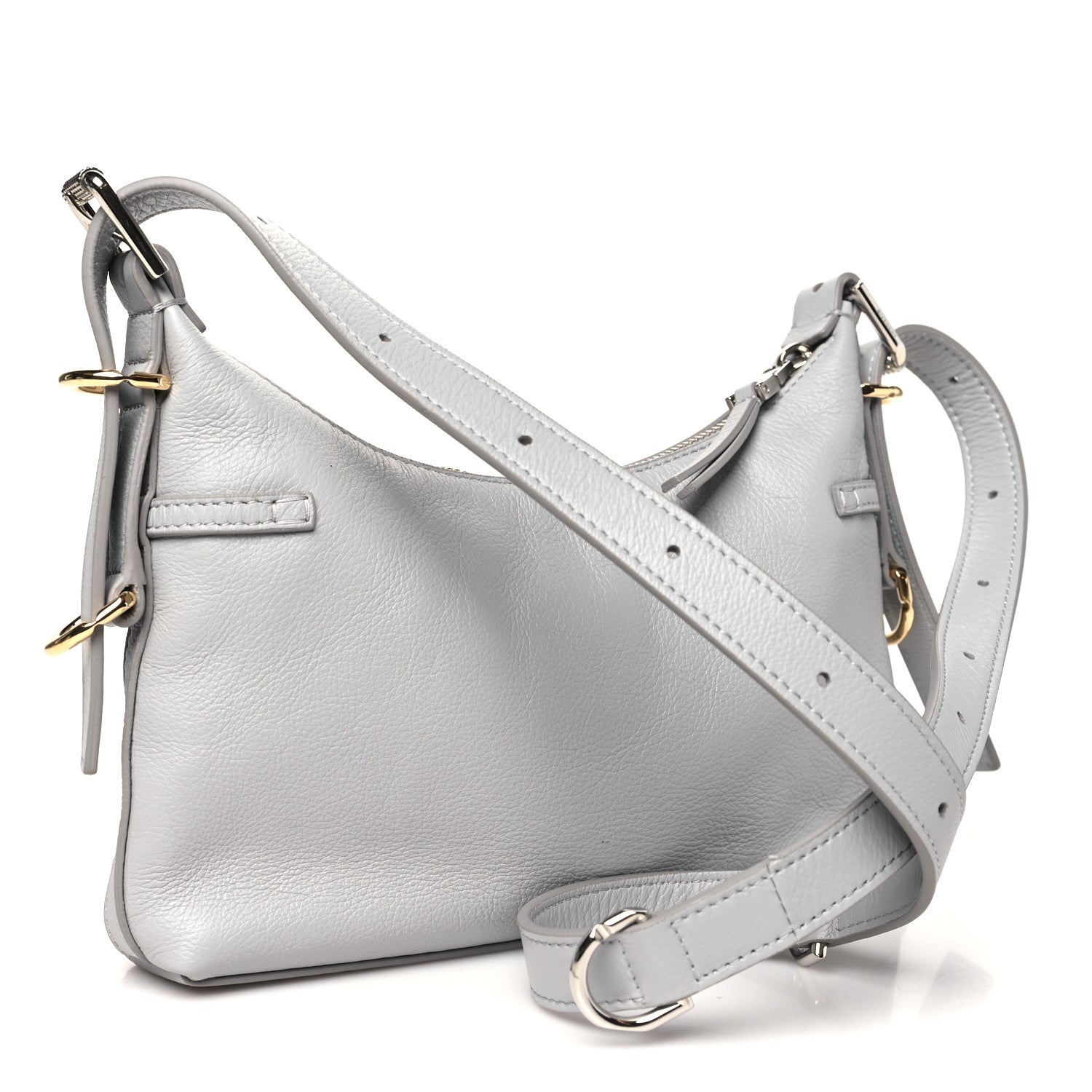 Tumbled Calfskin Mini Voyou Boyfriend Party Bag Light Grey