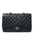 Lambskin Quilted Jumbo Single Flap Grey