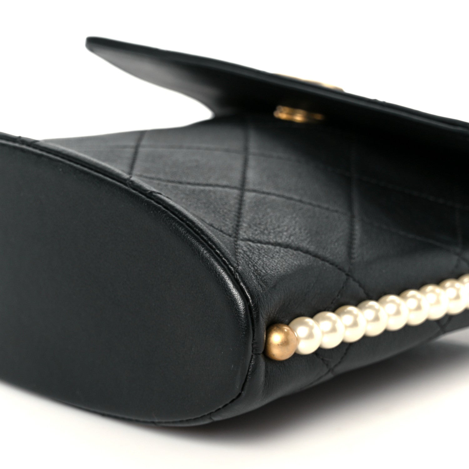 Calfskin Quilted Pearl Small About Pearls Hobo Bag Black