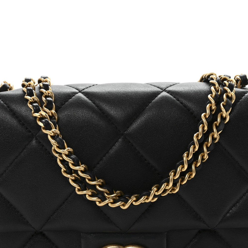 Lambskin Quilted Pearl Small Flap Black