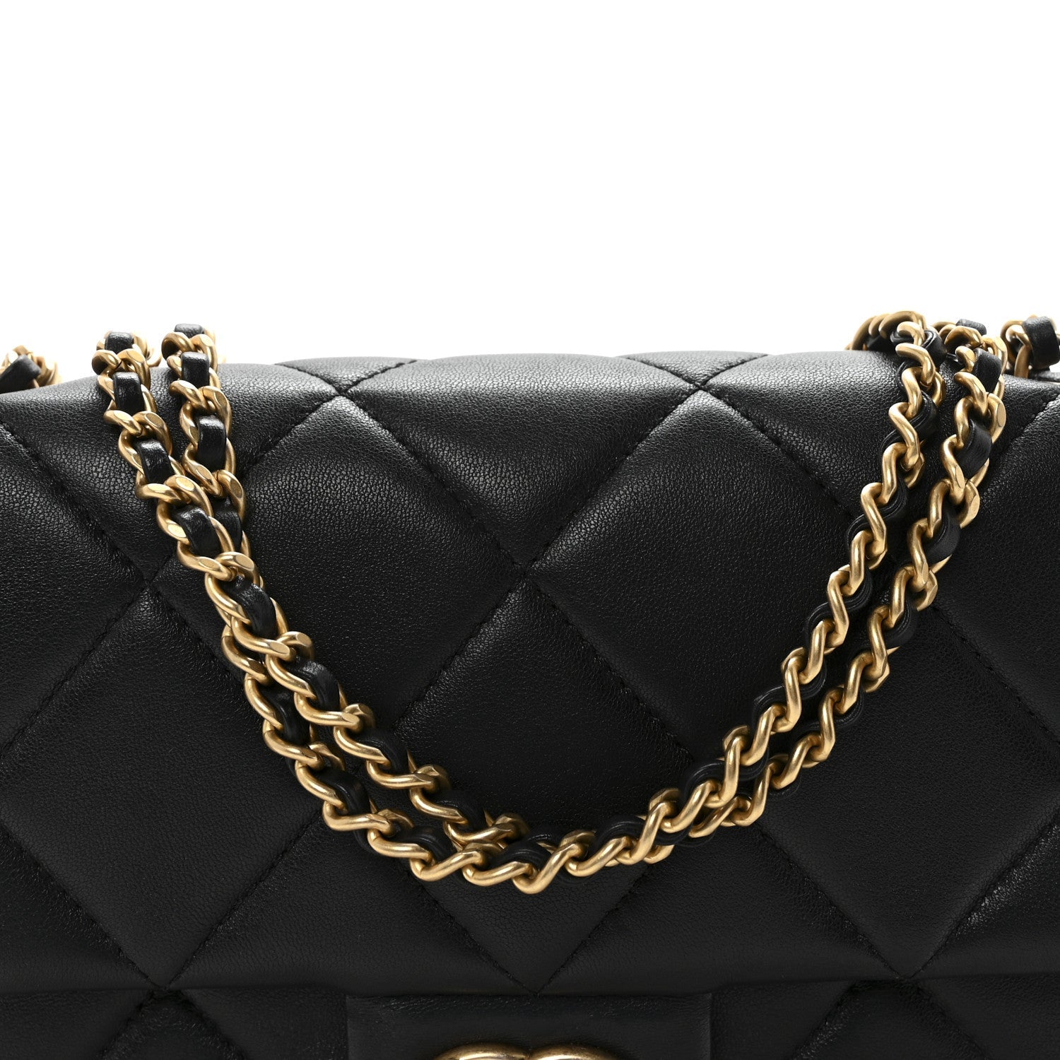Lambskin Quilted Pearl Small Flap Black