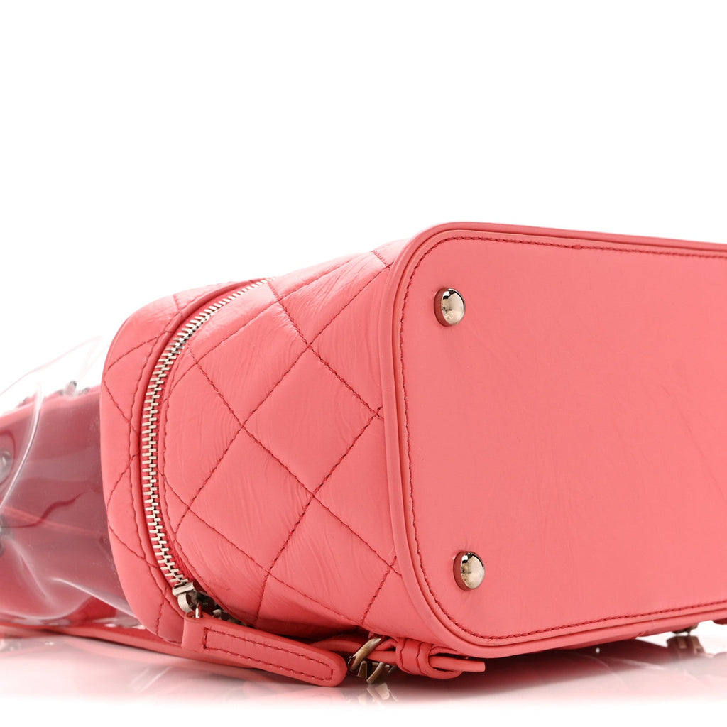 Crumpled Calfskin PVC Quilted Backpack Pink