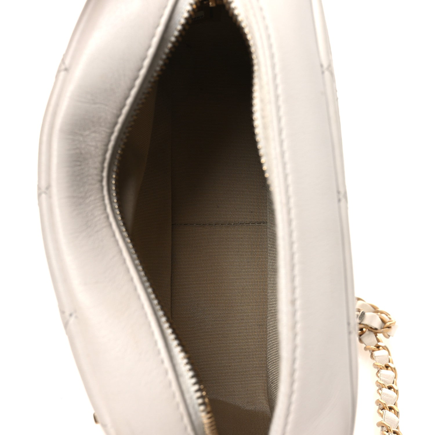 Calfskin Quilted Enchained Camera Case Bag White