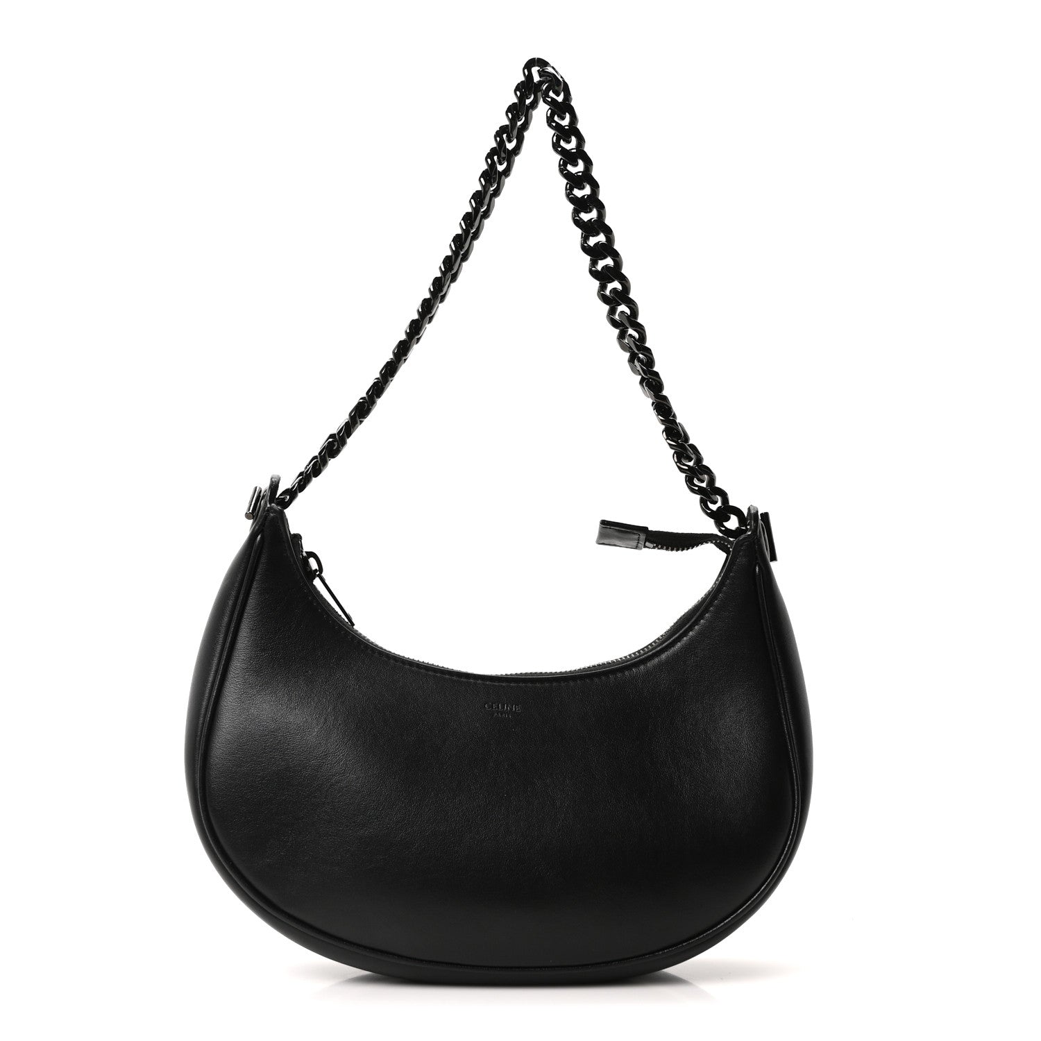Smooth Calfskin Chain Strap Ava Shoulder Bag Black