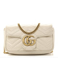Calfskin Matelasse Super Mini GG Marmont Shoulder Bag White