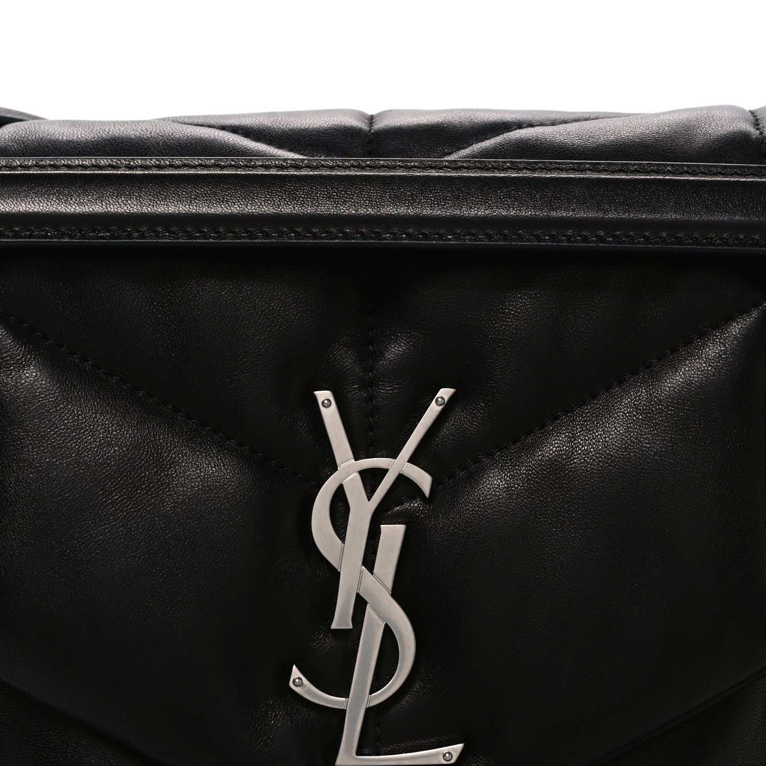 Lambskin Quilted Medium Loulou Puffer Monogram Chain Satchel Black