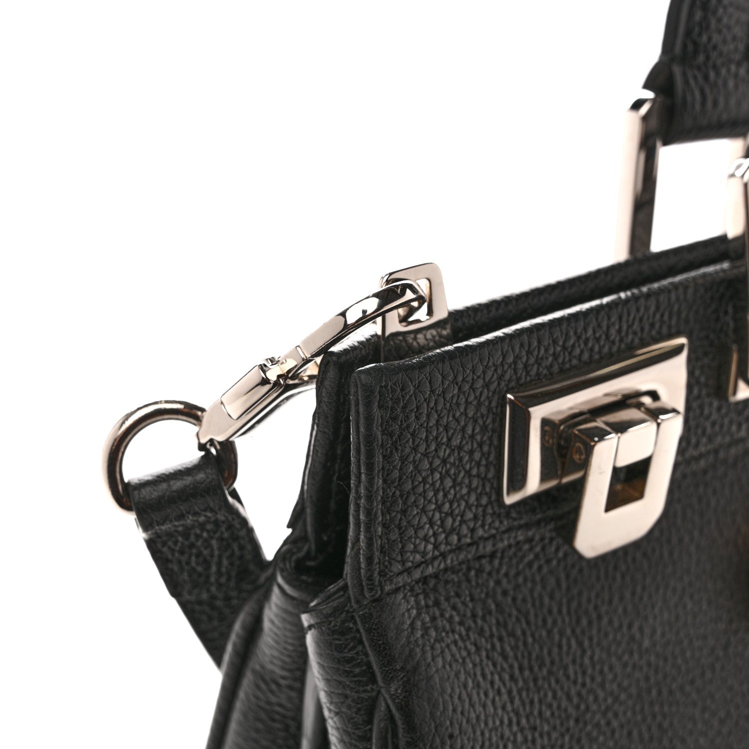 Grainy Calfskin Small Zumi Top Handle Bag Black