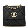 Lambskin Quilted Trendy CC  Holder On Chain Black