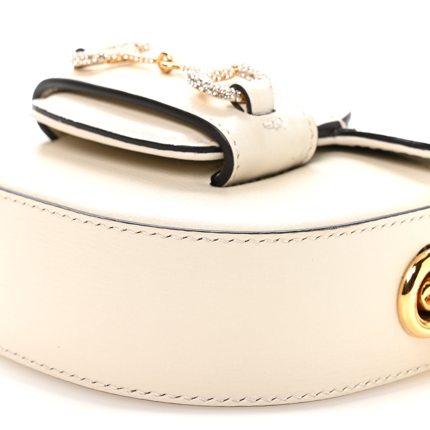 Azalea Calfskin Crystal GG Monogram Mini Horsebit 1955 Waist Bag Mystic White
