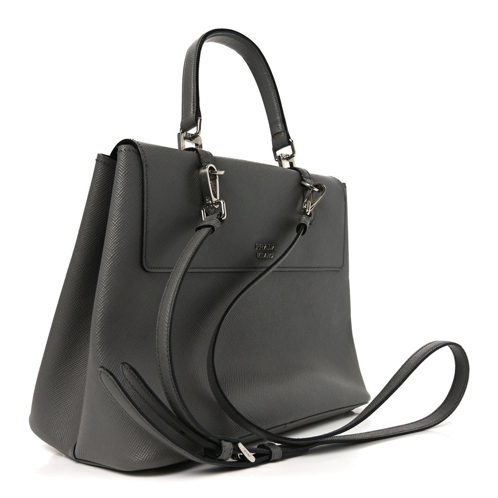 Saffiano Cuir Convertible Top Handle Tote Marmo
