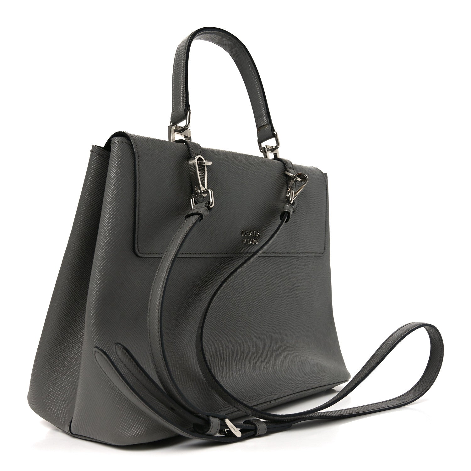 Saffiano Cuir Convertible Top Handle Tote Marmo
