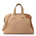 Capra Vitello Dolce Marmol Colorblock Large Chameleon Tote Cipria Makeup Camel