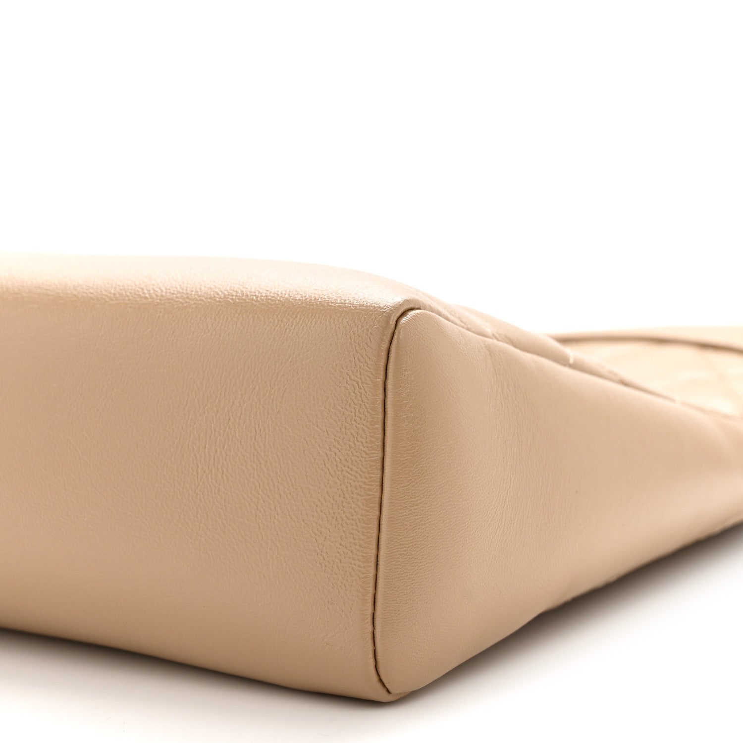 Shiny Crumpled Calfskin Quilted 31 Shopping Bag Dark Beige