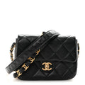 Lambskin Quilted Small CC Links Flap Black