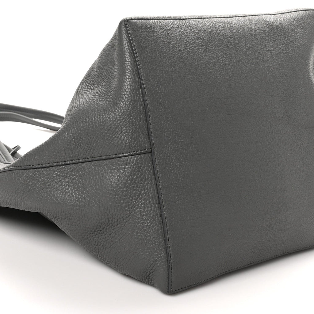 Grained Calfskin Park Tote Three Charcoal