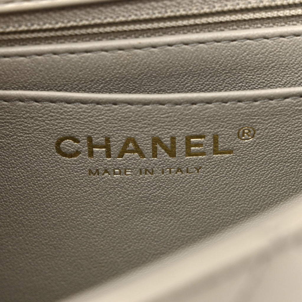 Lambskin Quilted Mini Rectangular Flap Grey