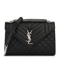 Grain De Poudre Textured Mixed Matelasse Triquilt Medium Monogram Satchel Black