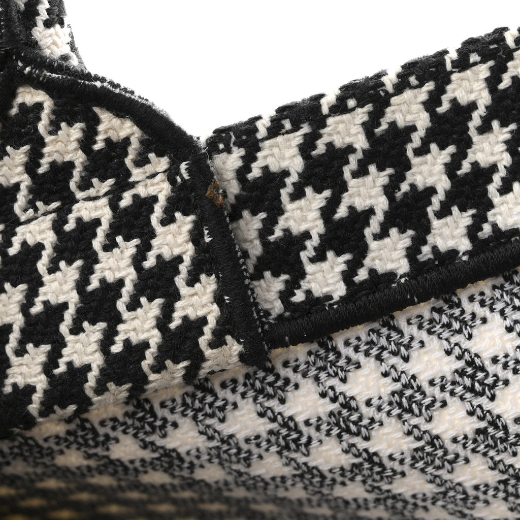 Canvas Houndstooth Embroidered Medium Book  Black White