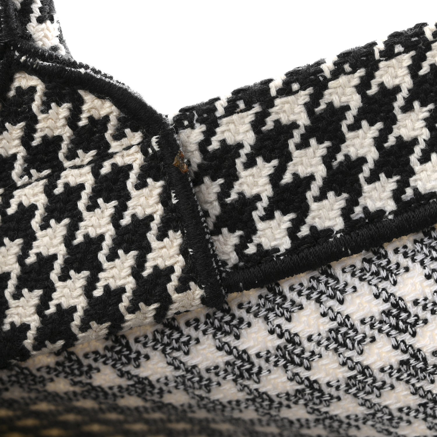 Canvas Houndstooth Embroidered Medium Book  Black White