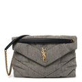Denim Quilted Medium Loulou Puffer Monogram Chain Satchel Azur