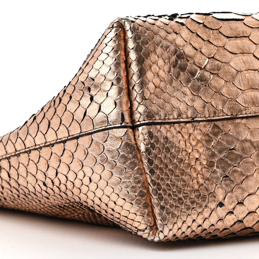 Metallic Snakeskin Small T Tote Gold
