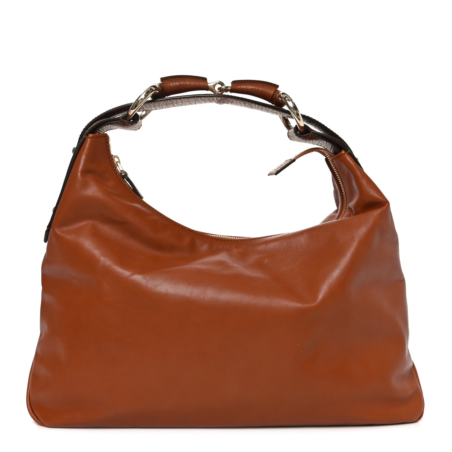 Calfskin Medium Horsebit Chain Hobo Brown