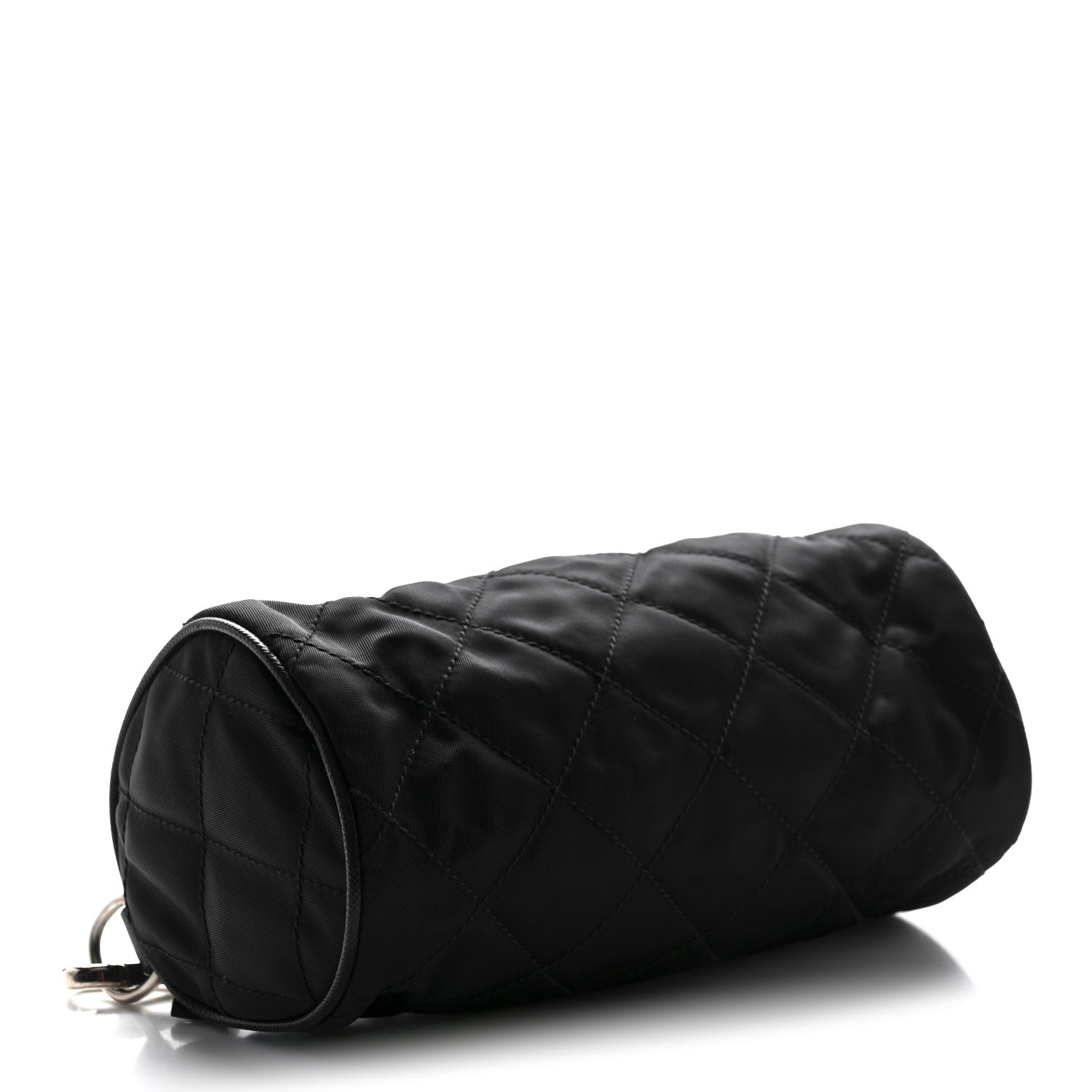 Tessuto Nylon Saffiano Impunturato Quilted Barrel Pochette Black
