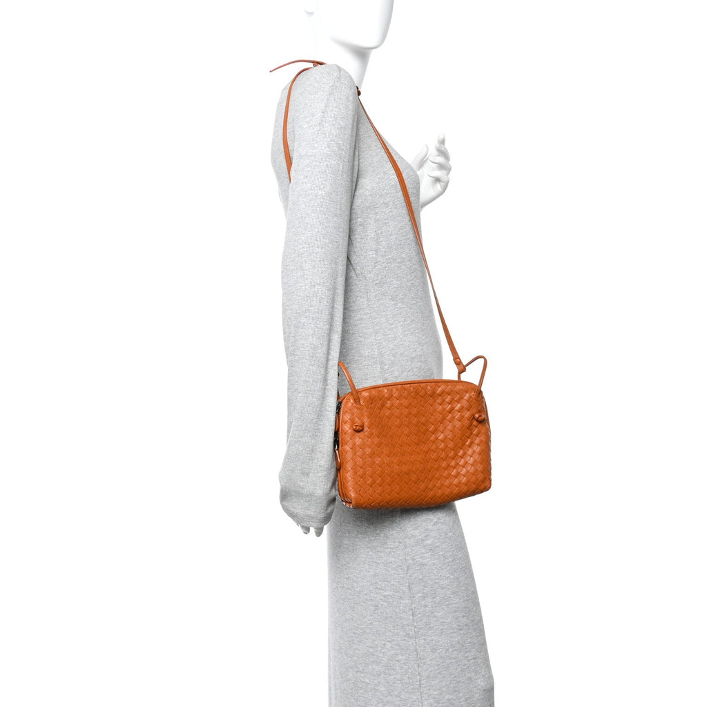 Nappa Intrecciato Nodini Crossbody Messenger Noce