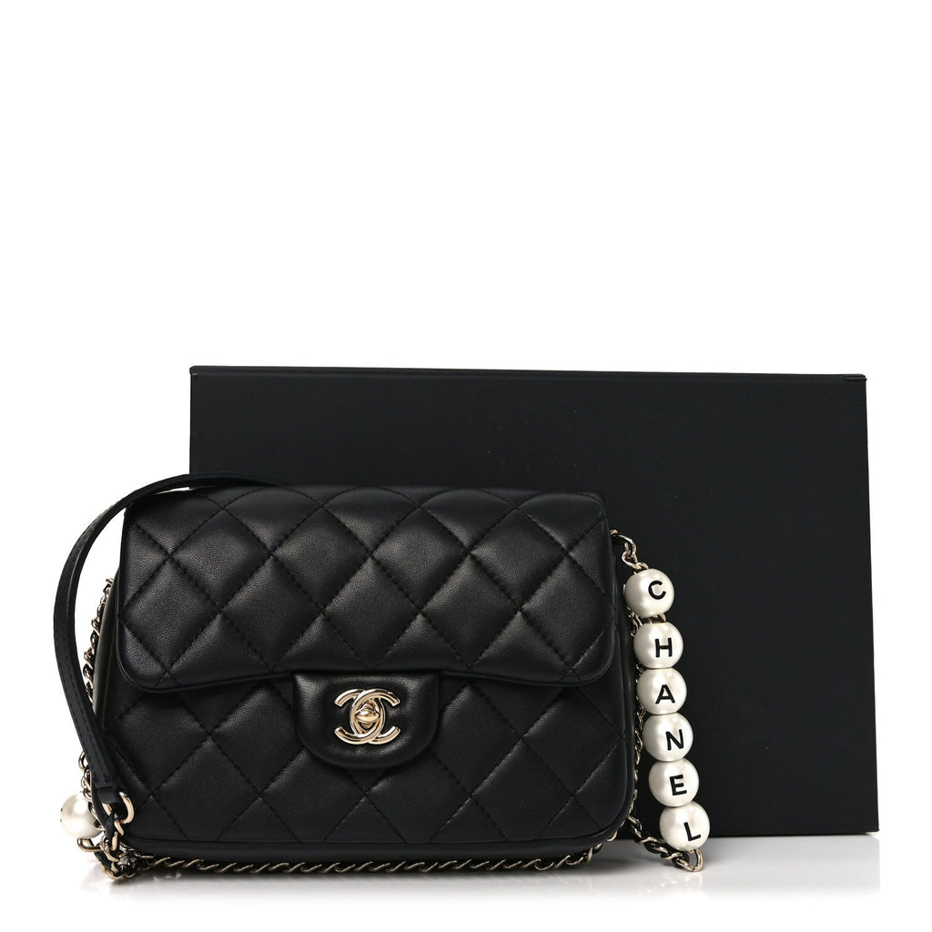 Lambskin Quilted Small My Precious Flap Black