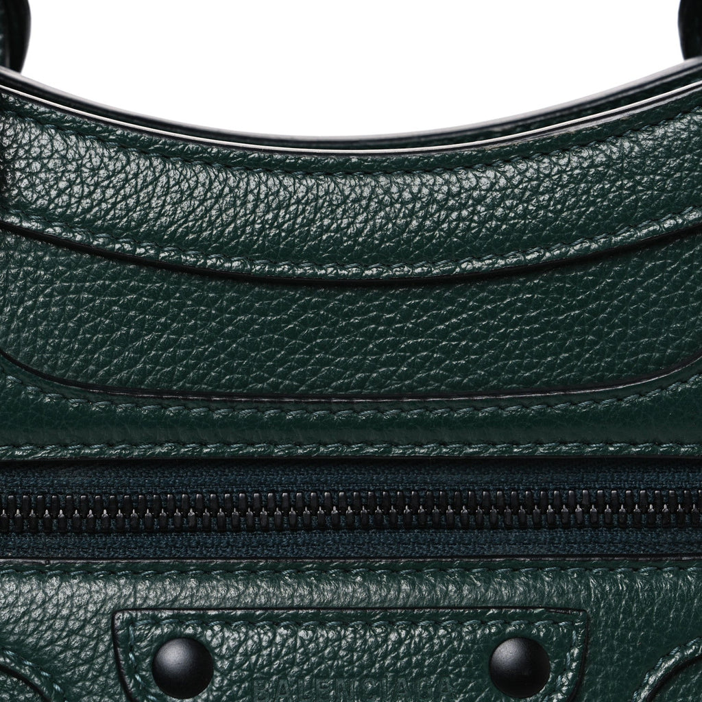 Grained Calfskin Neo Classic Matte Black Hardware S City Forest Green