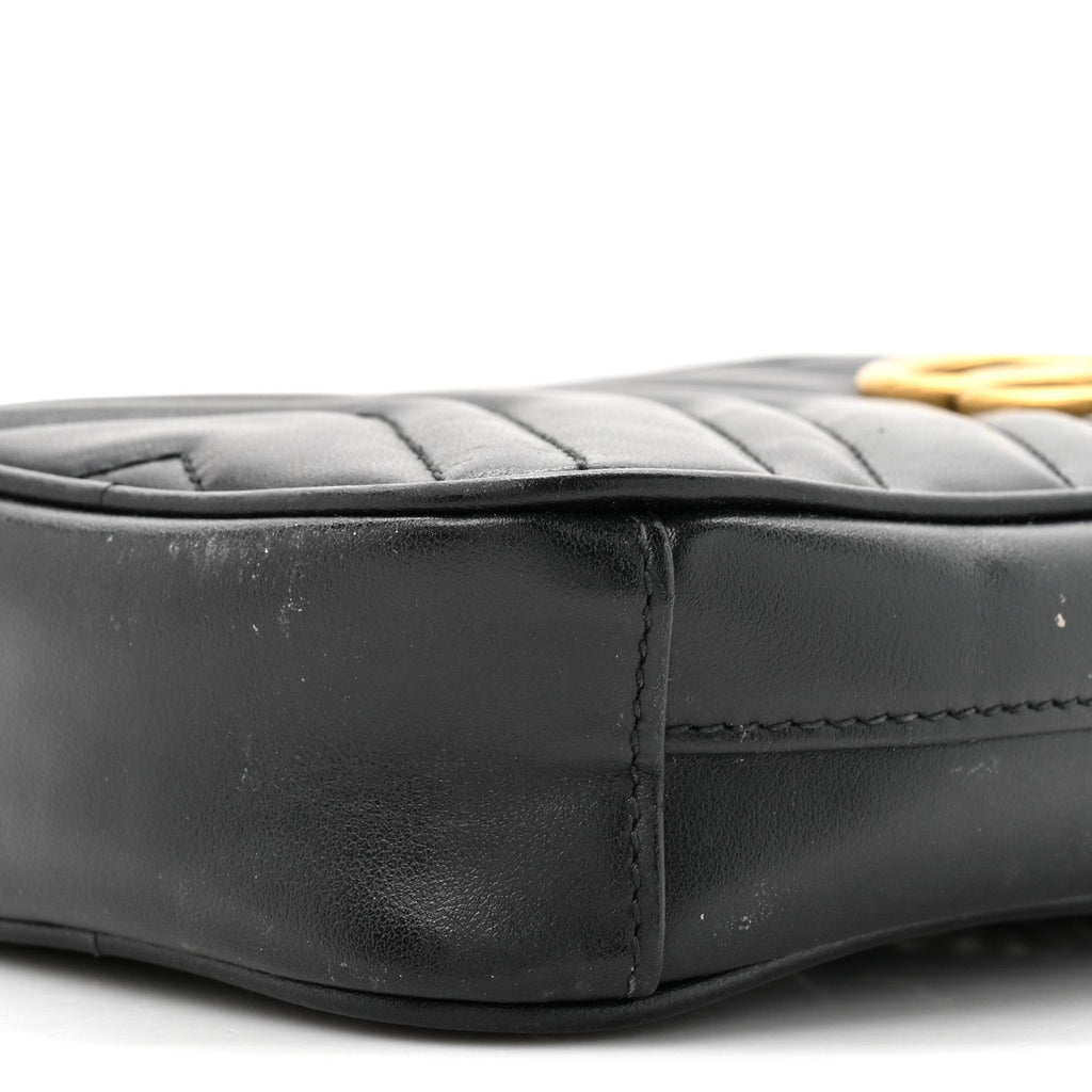 Calfskin Matelasse Mini GG Marmont Crossbody Bag Black