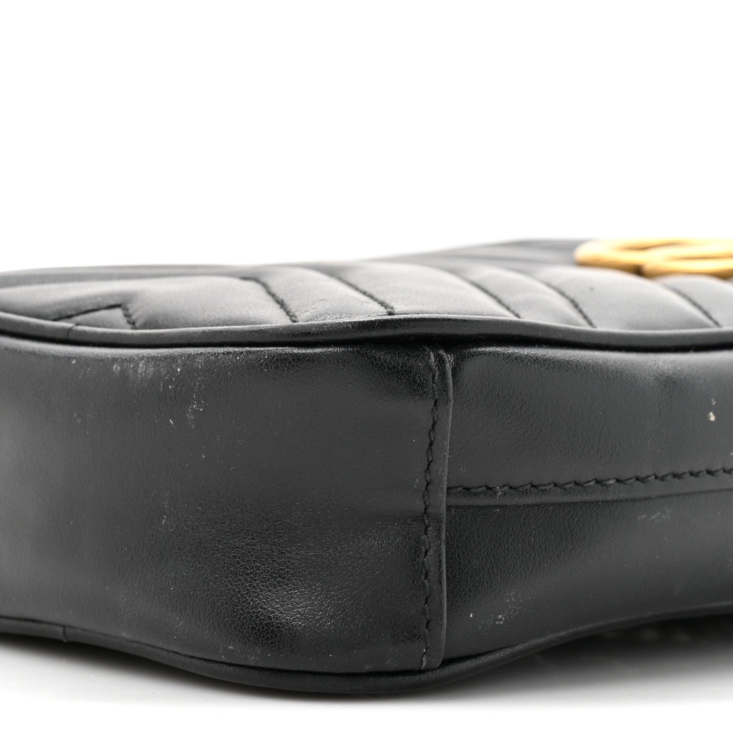 Calfskin Matelasse Mini GG Marmont Crossbody Bag Black