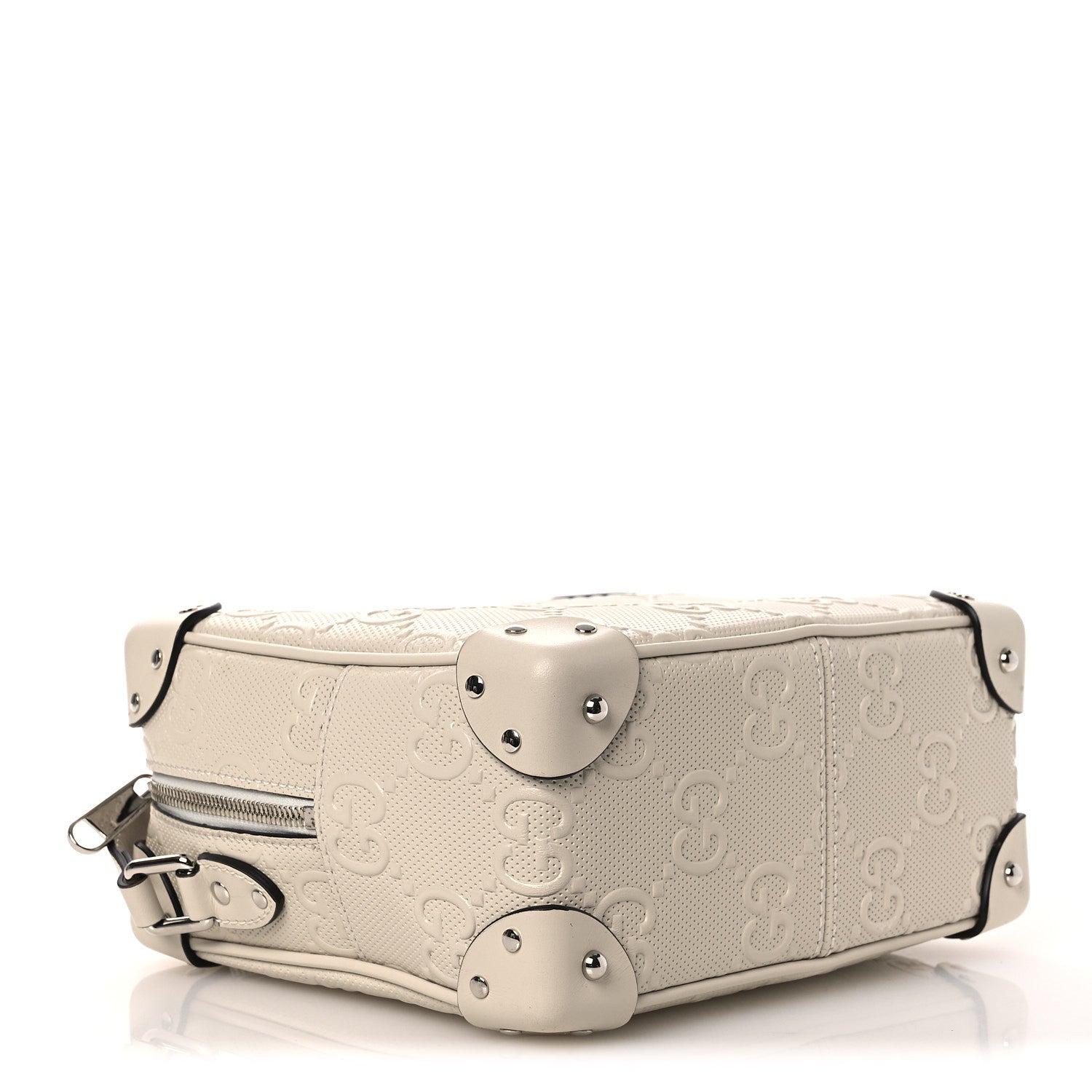 Calfskin GG Tennis Embossed Square Messenger Bag Mystic White