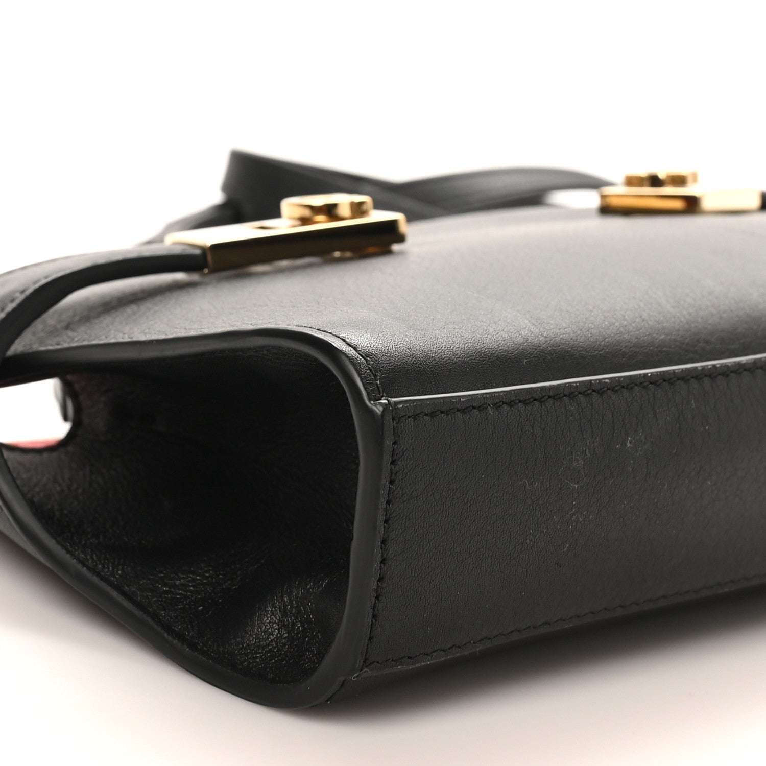 Calfskin Mini Hug Crossbody Bag Black Flame Red