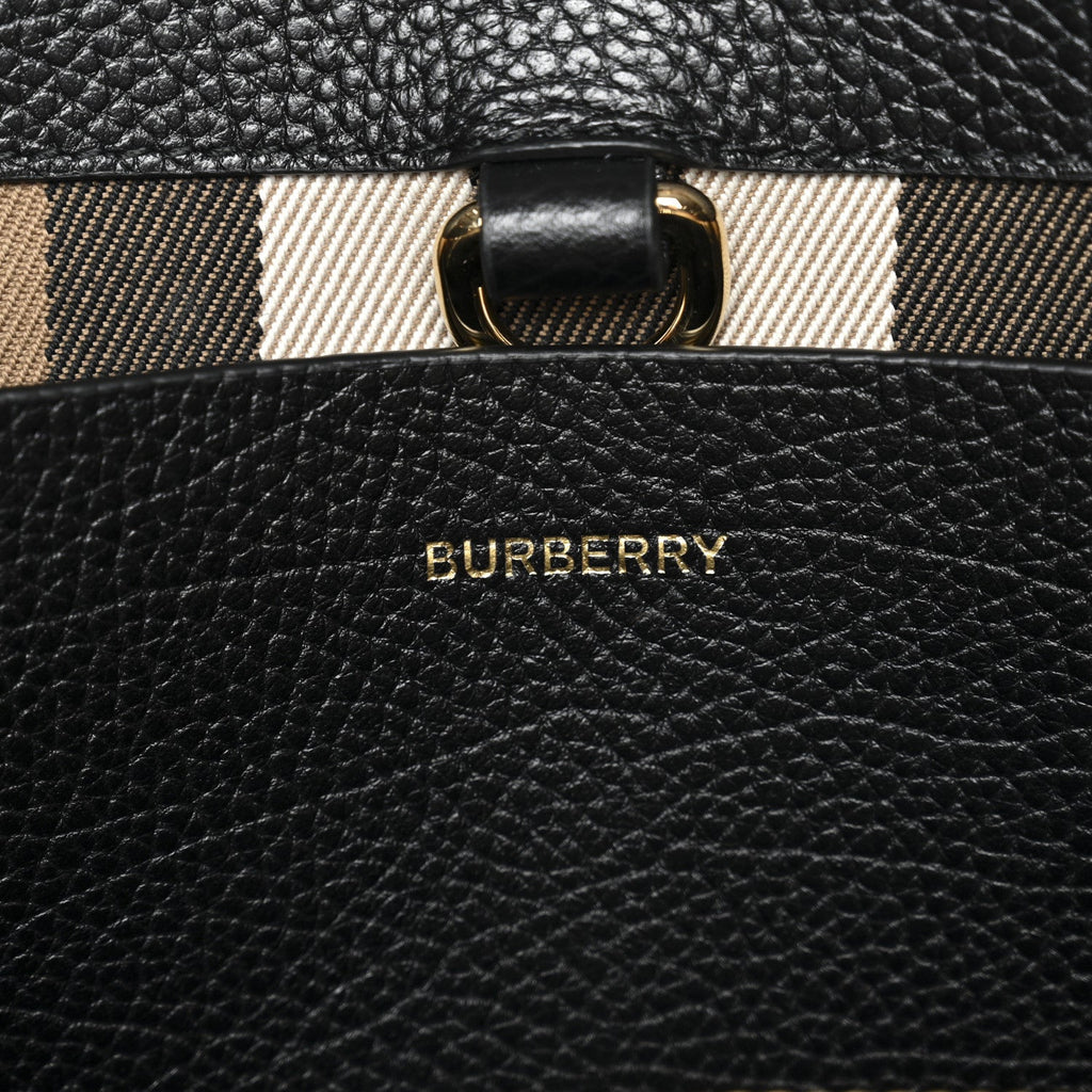 Grainy Calfskin House Check Medium Bermondsey Tote Black