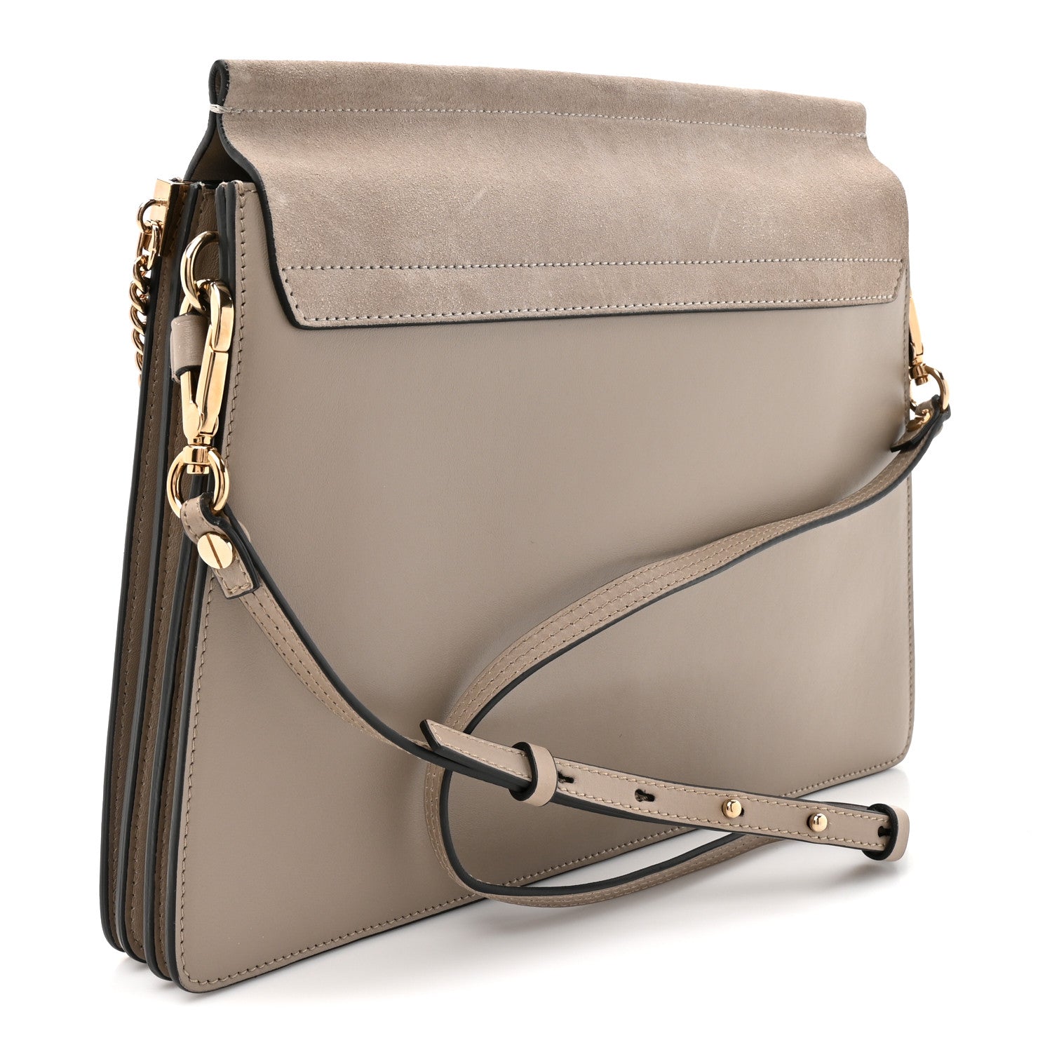 Calfskin Suede Medium Faye Shoulder Bag Motty Grey