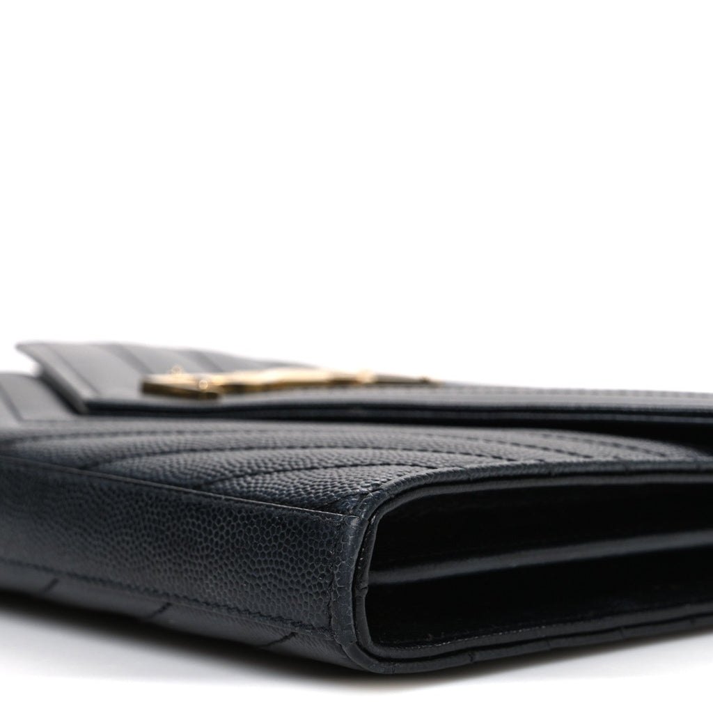 Grain De Poudre Matelasse Chevron Monogram Chain Wallet Black