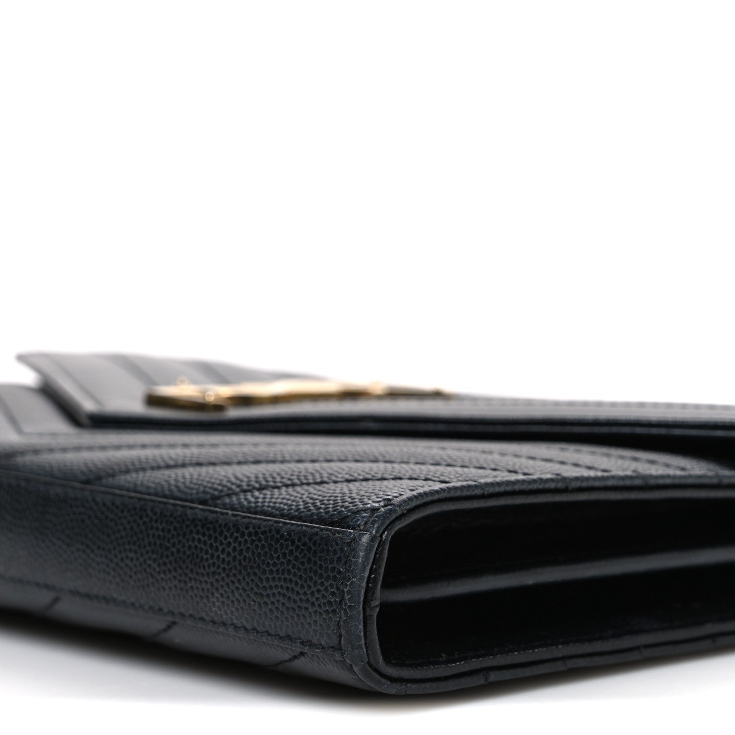 Grain De Poudre Matelasse Chevron Monogram Chain Wallet Black