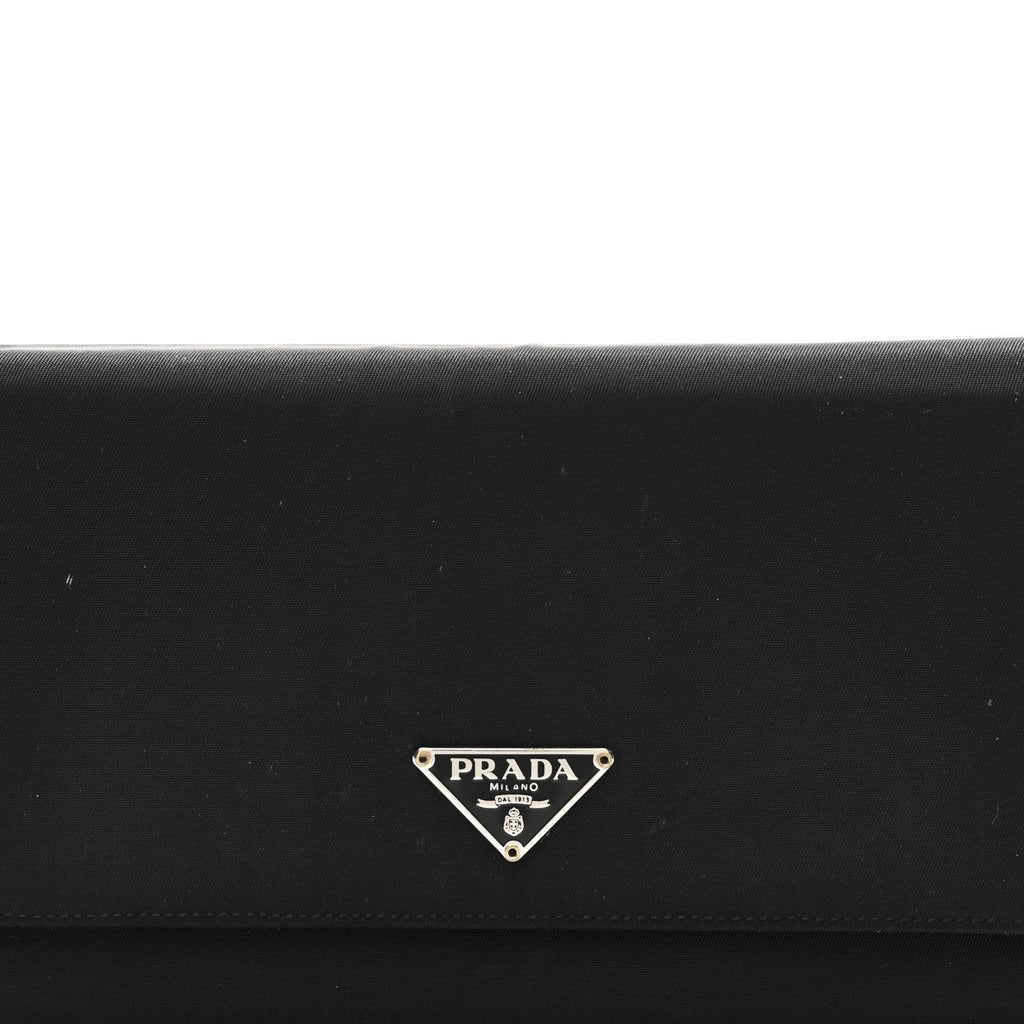 Tessuto Nylon Continental Flap Wallet Black