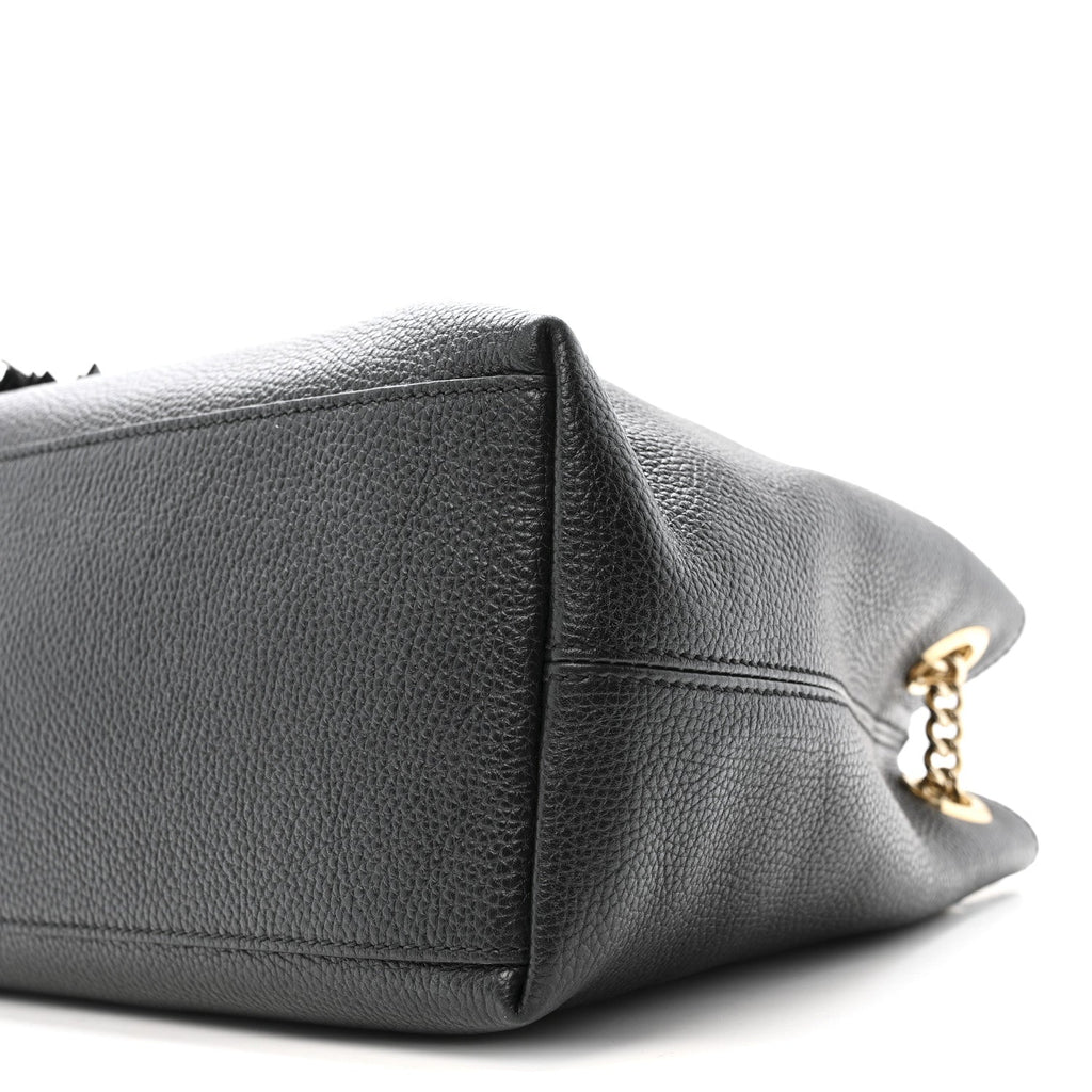Pebbled Calfskin Medium Soho Chain Shoulder Bag Black